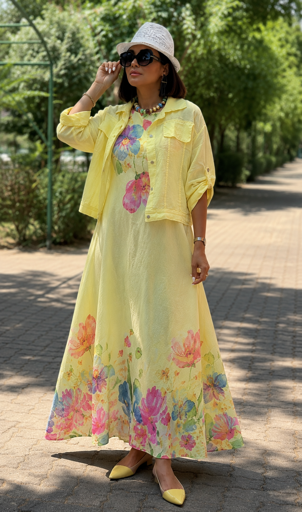 Women's Floral Maxi Dress with Jacket Set