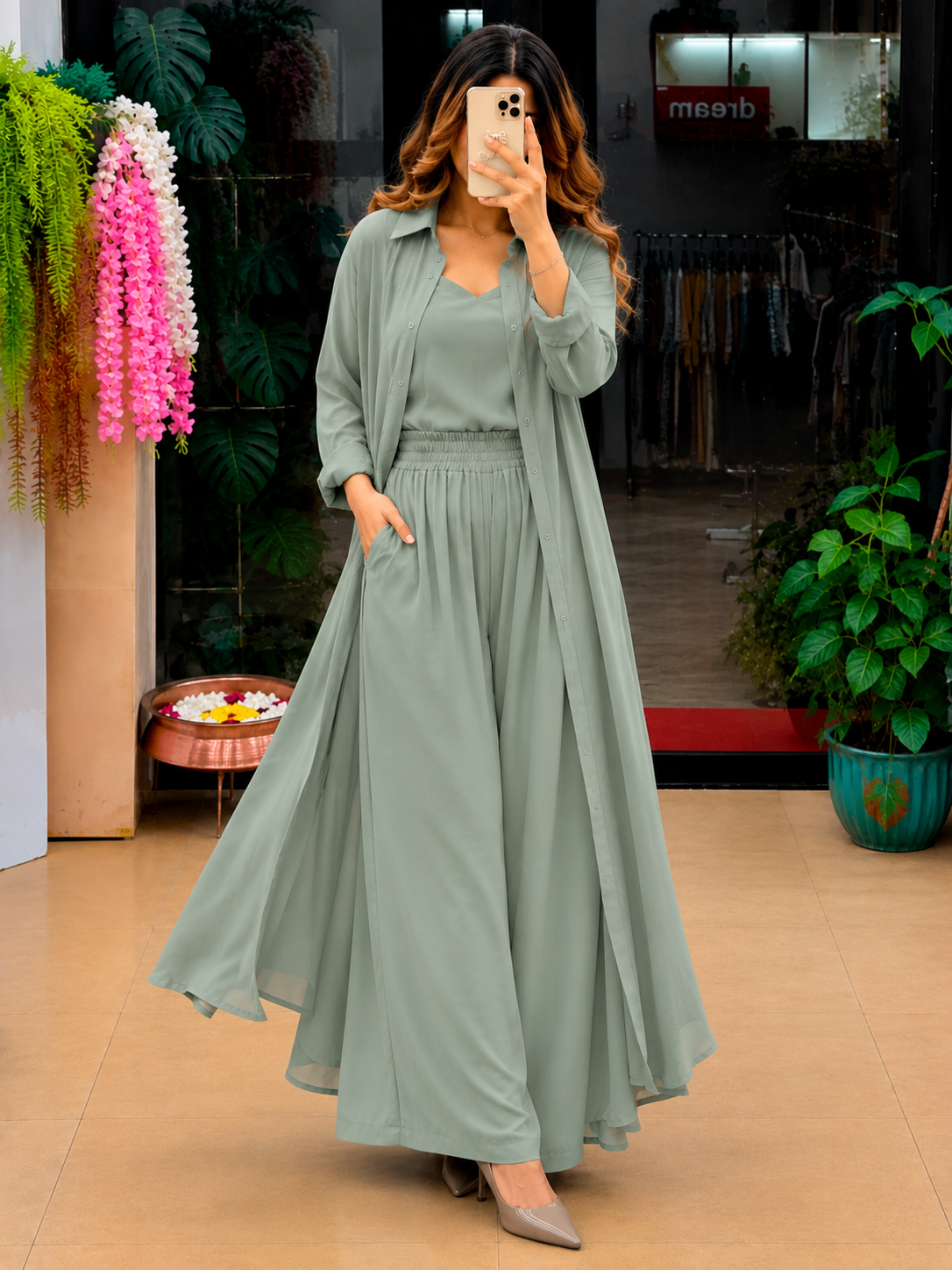 Women's 3-Piece Co-Ord Set with Long Shrug
