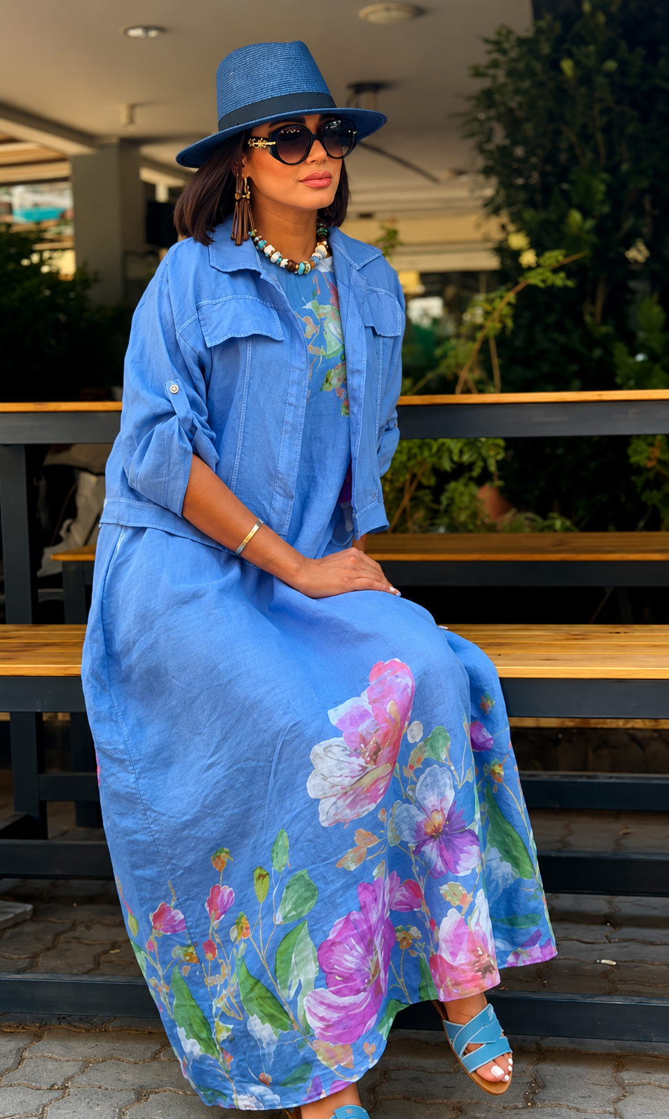 Women's Floral Maxi Dress with Jacket Set
