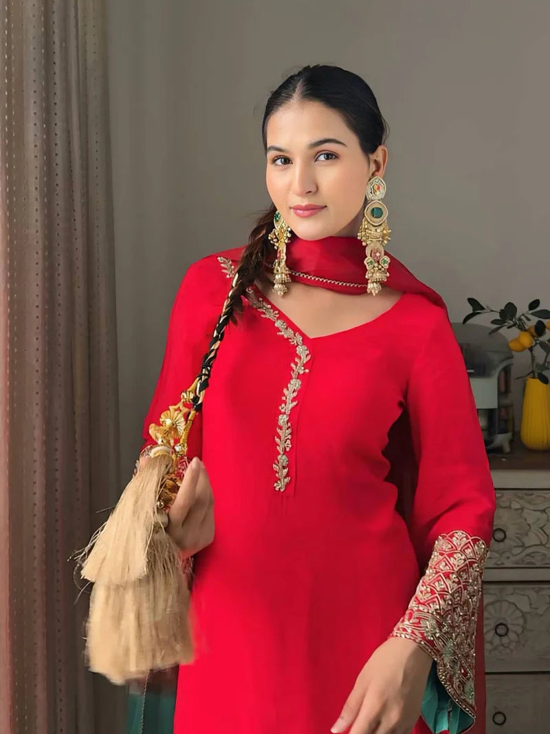 Red Kurta Set