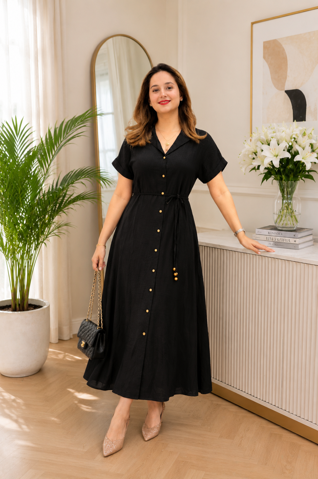 Black Rayon Dress for Women