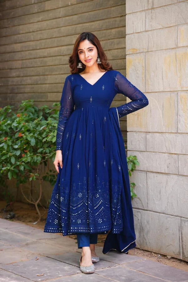 Elegant Blue Premium Anarkali Suit Set