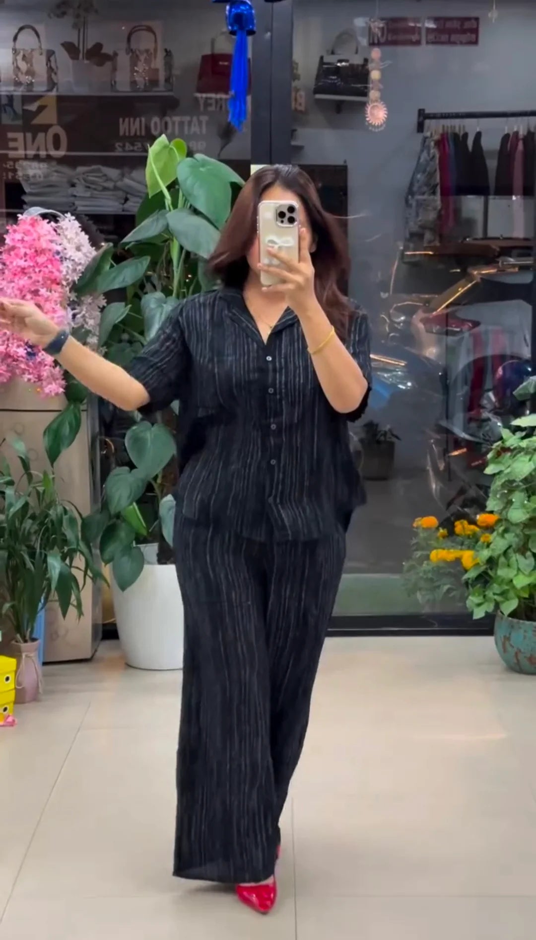 Black Pure Linen Co-ord Set