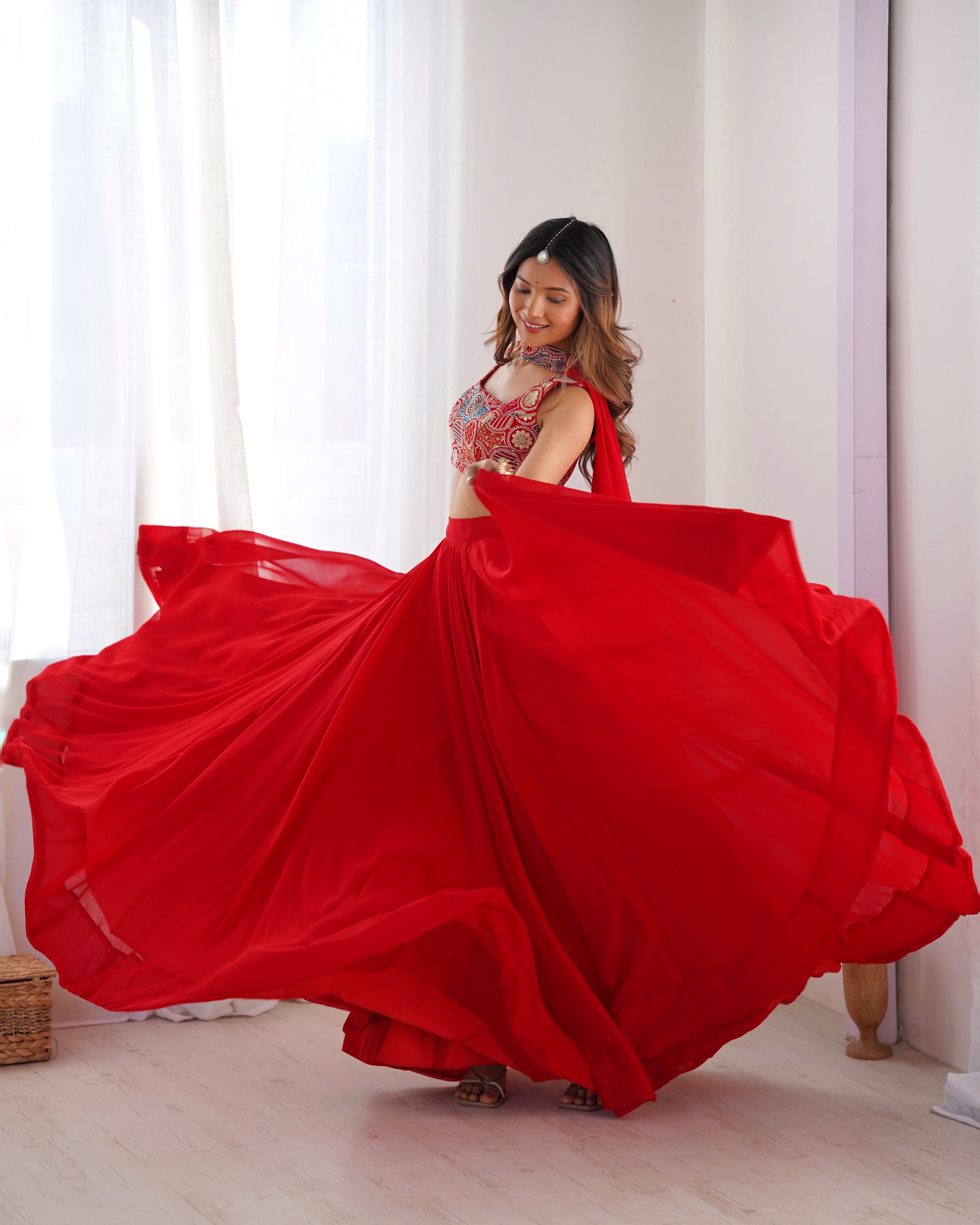 Red Lehenga Choli – Fully Stitched & Ready to Wear