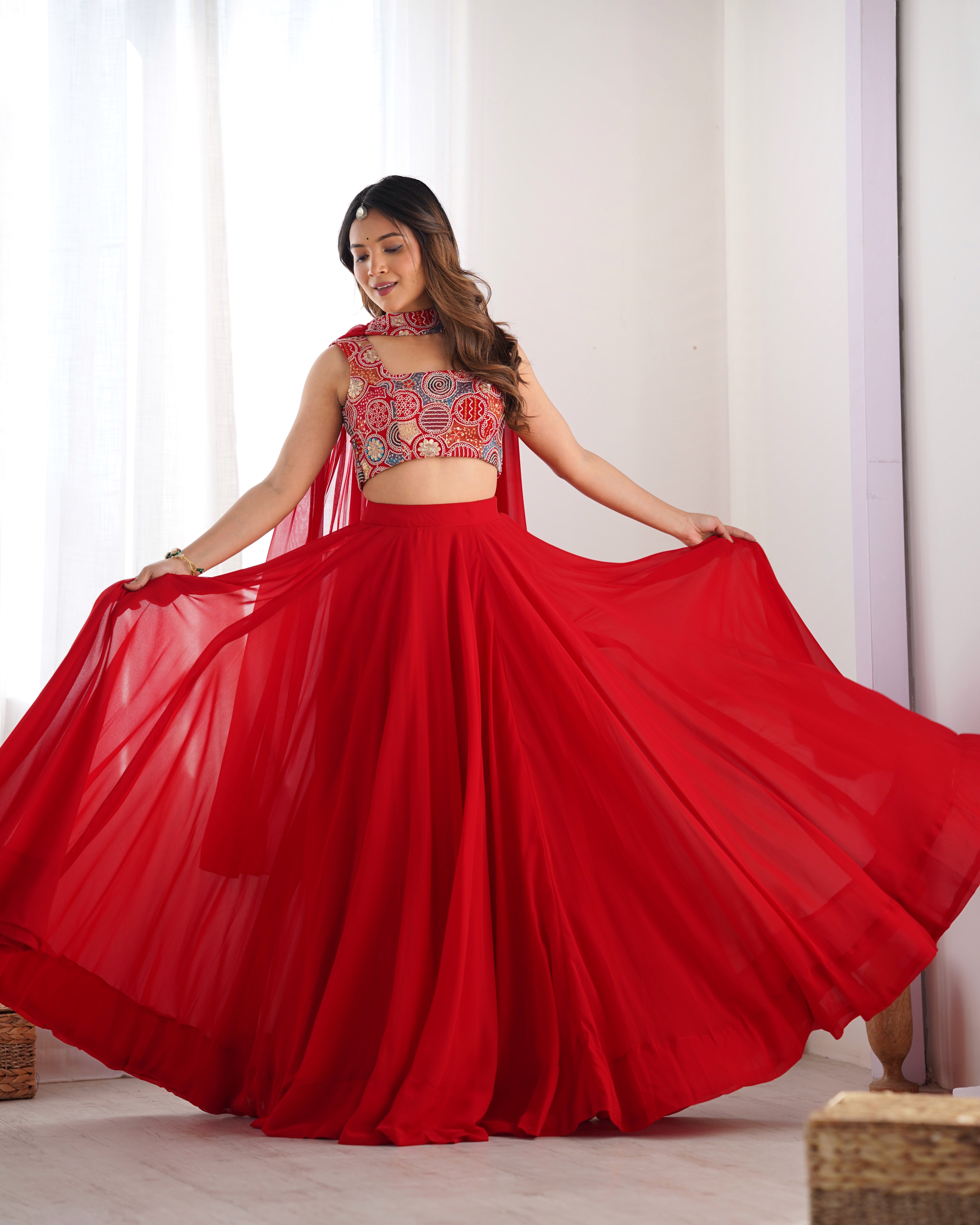 Red Lehenga Choli – Fully Stitched & Ready to Wear