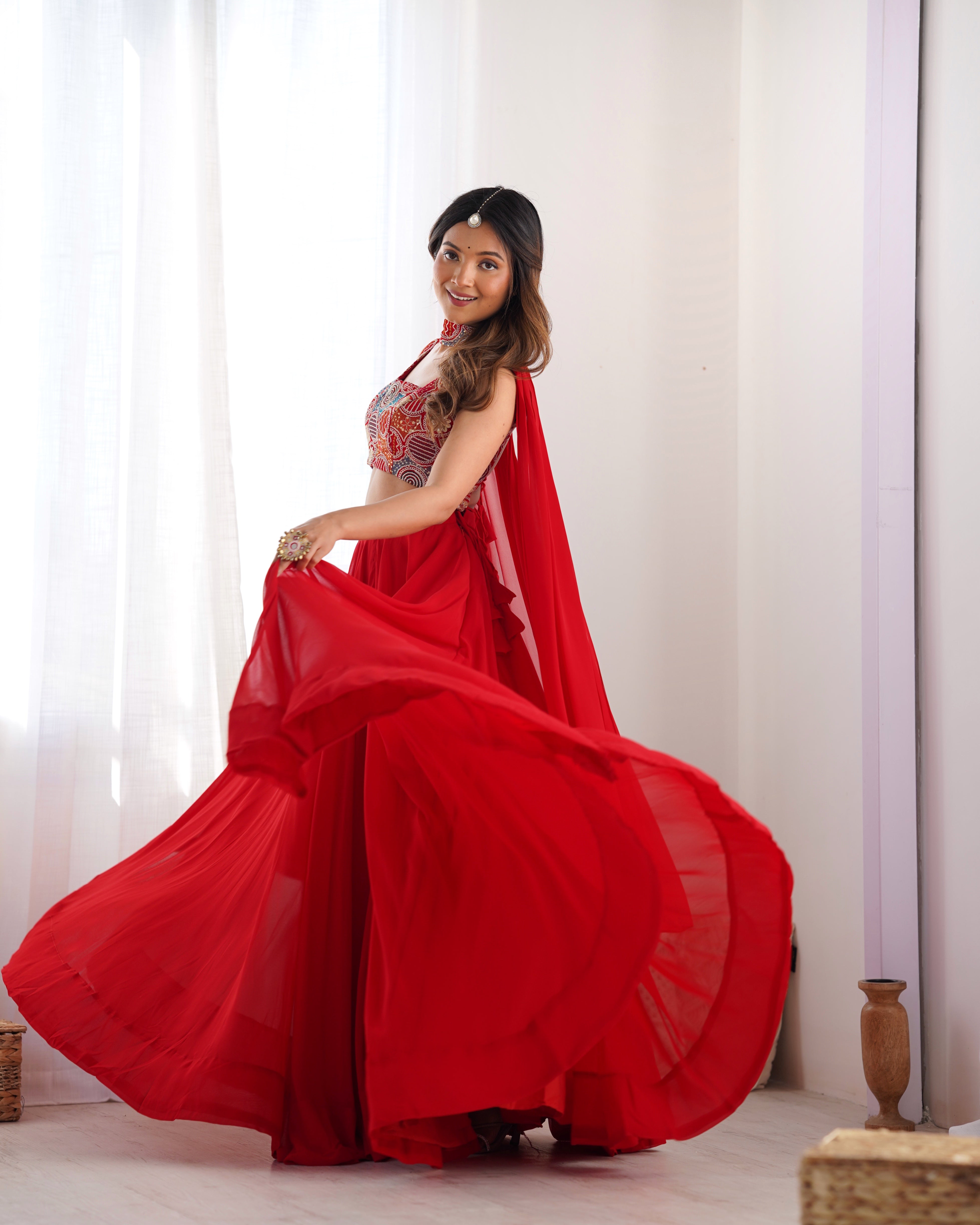 Red Lehenga Choli – Fully Stitched & Ready to Wear