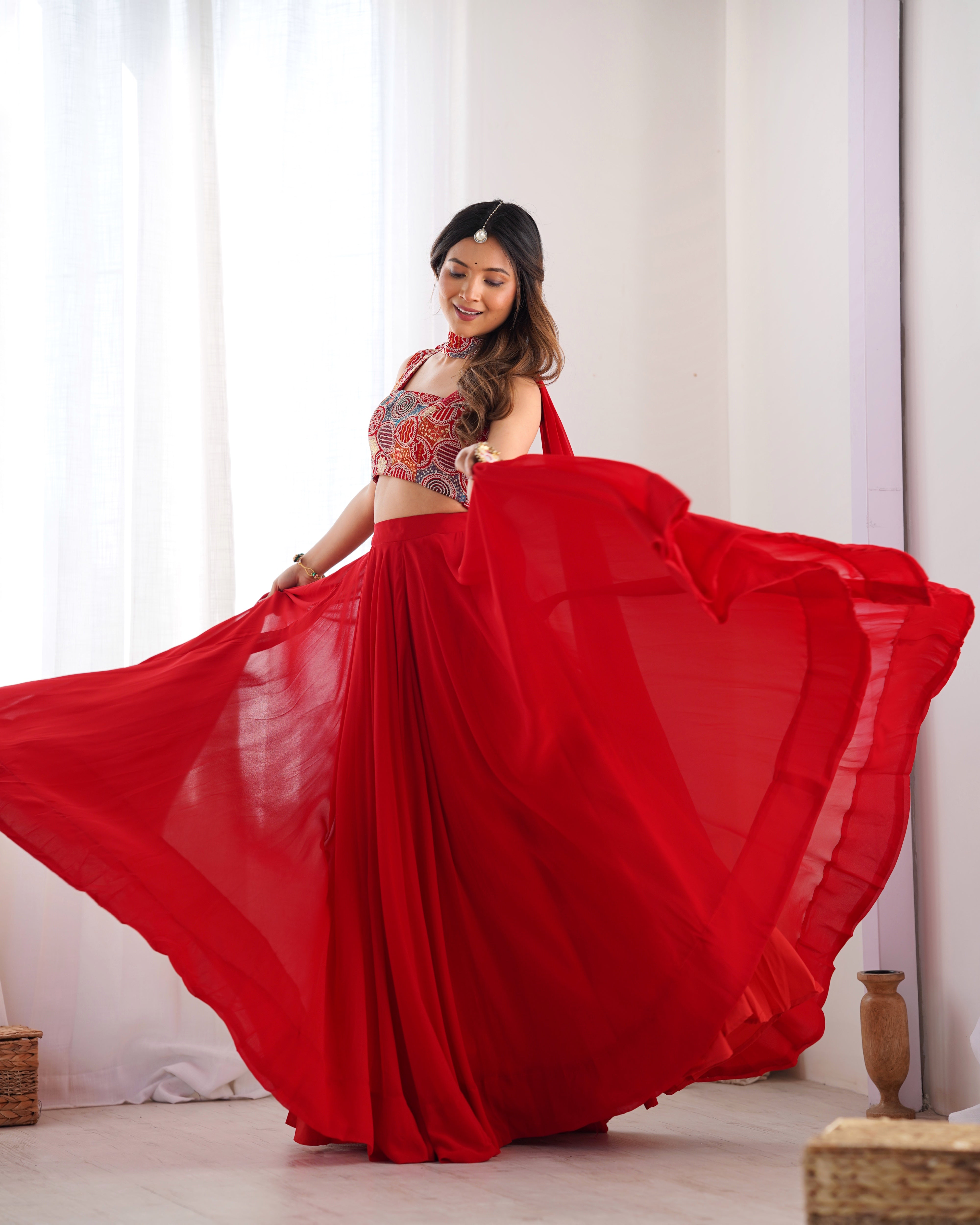 Red Lehenga Choli – Fully Stitched & Ready to Wear