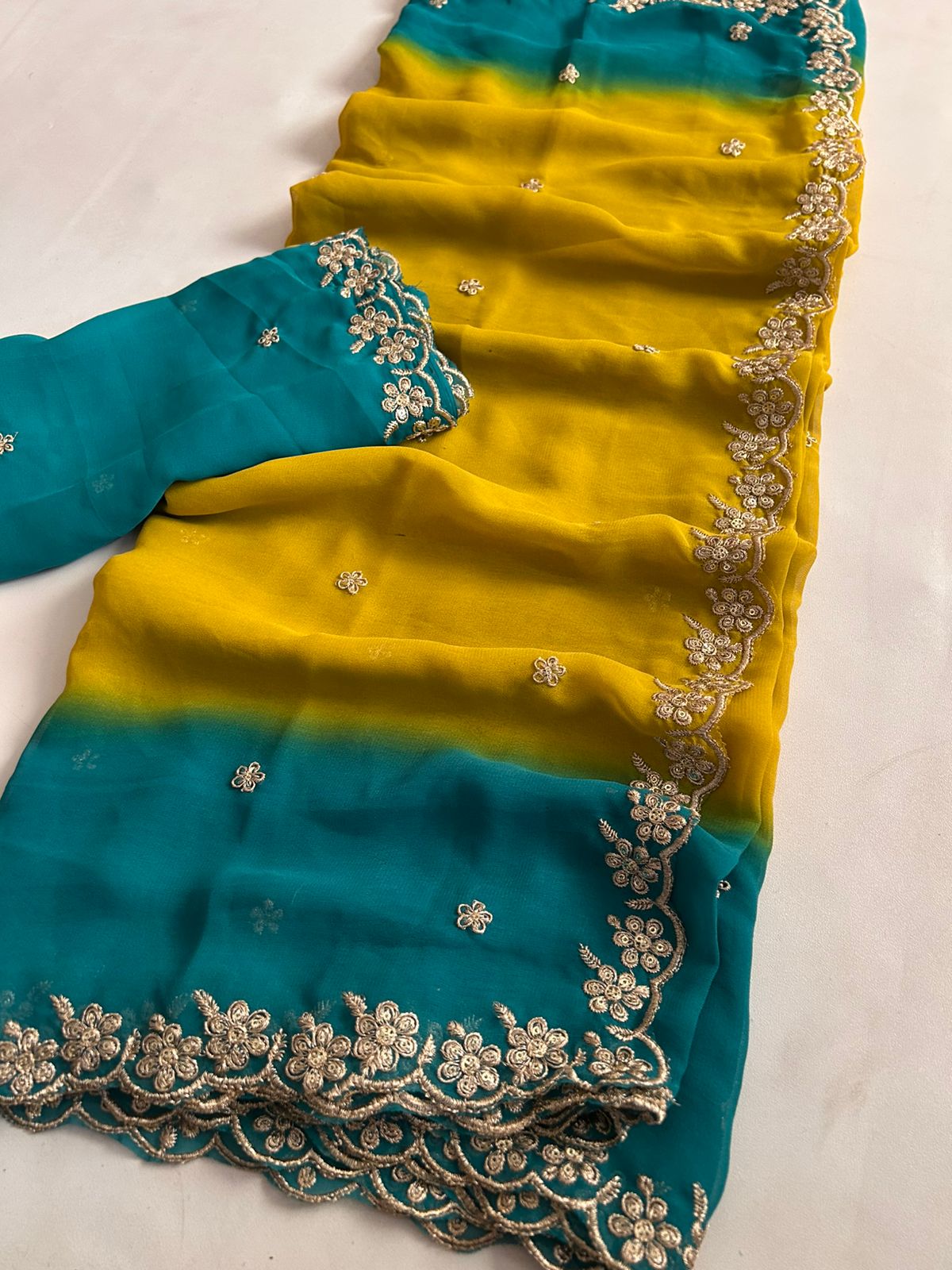 New Arrival Soft Georgette with Wedding Saree With Heavy Embroidery Sequence And Jari Work And Border Arca