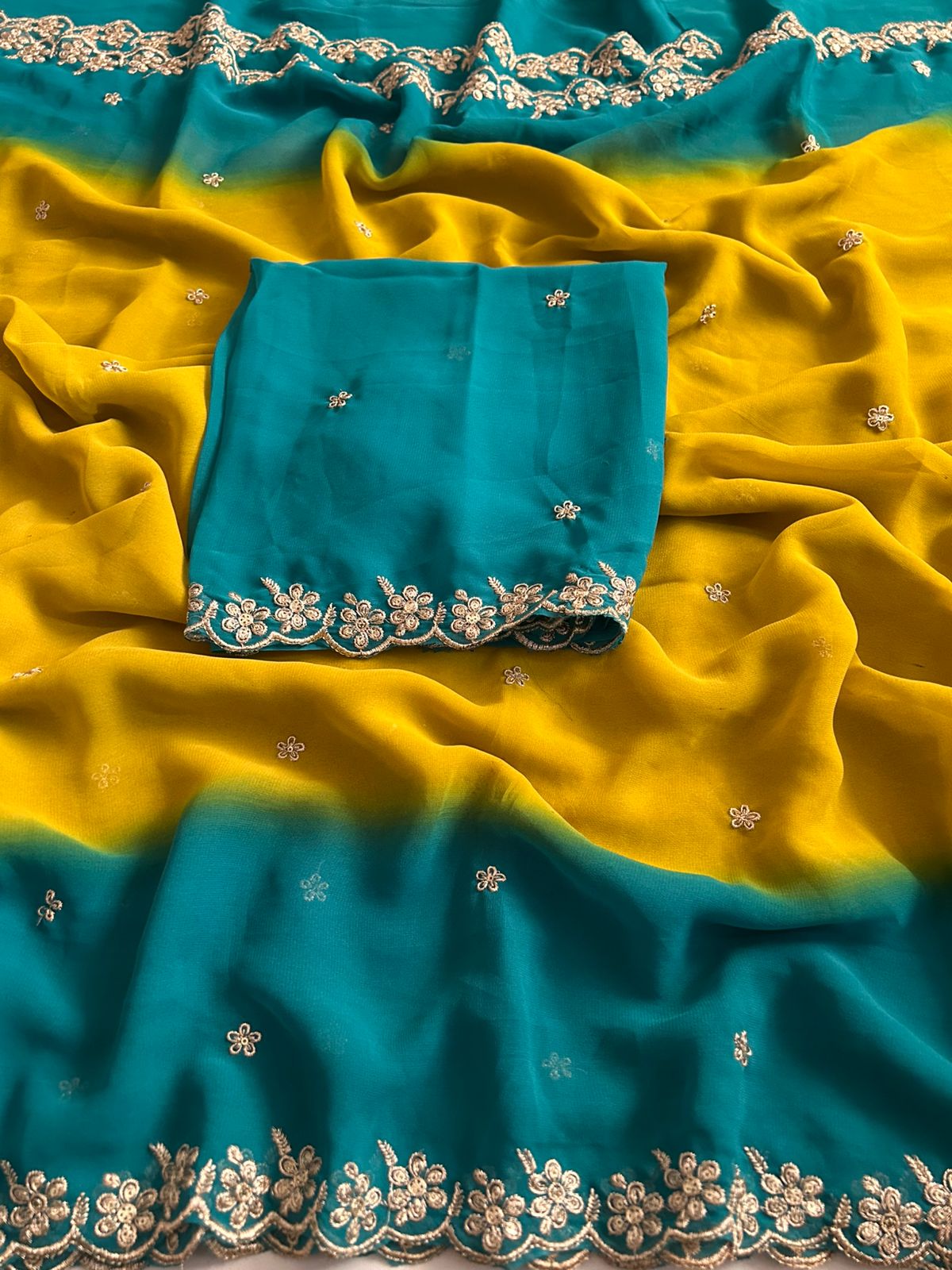 New Arrival Soft Georgette with Wedding Saree With Heavy Embroidery Sequence And Jari Work And Border Arca
