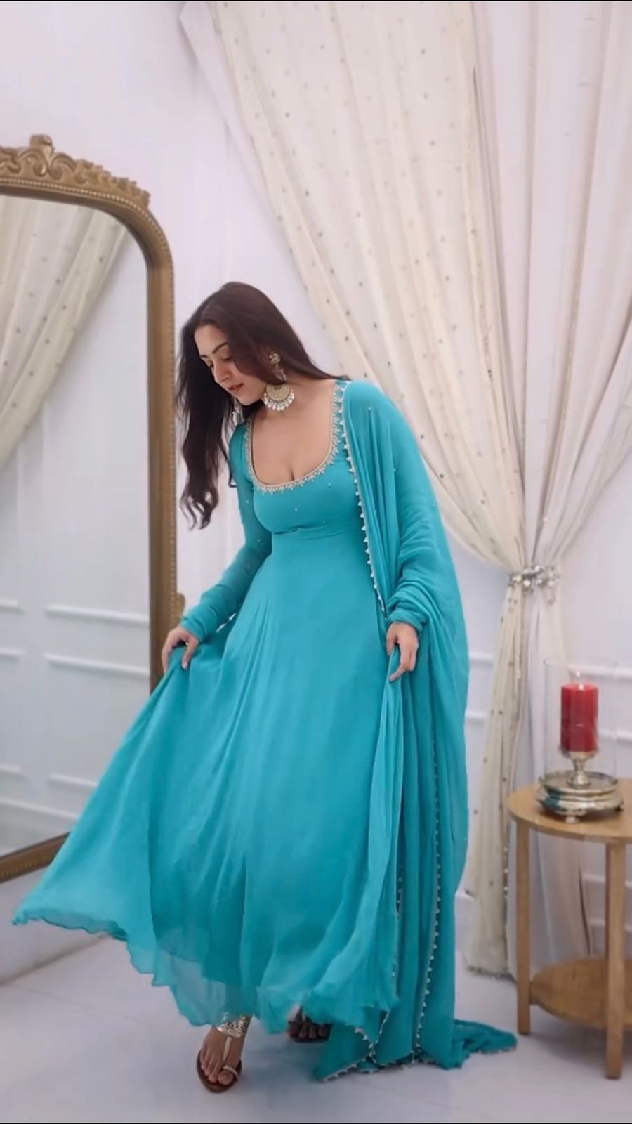 Sky Anarkali Set