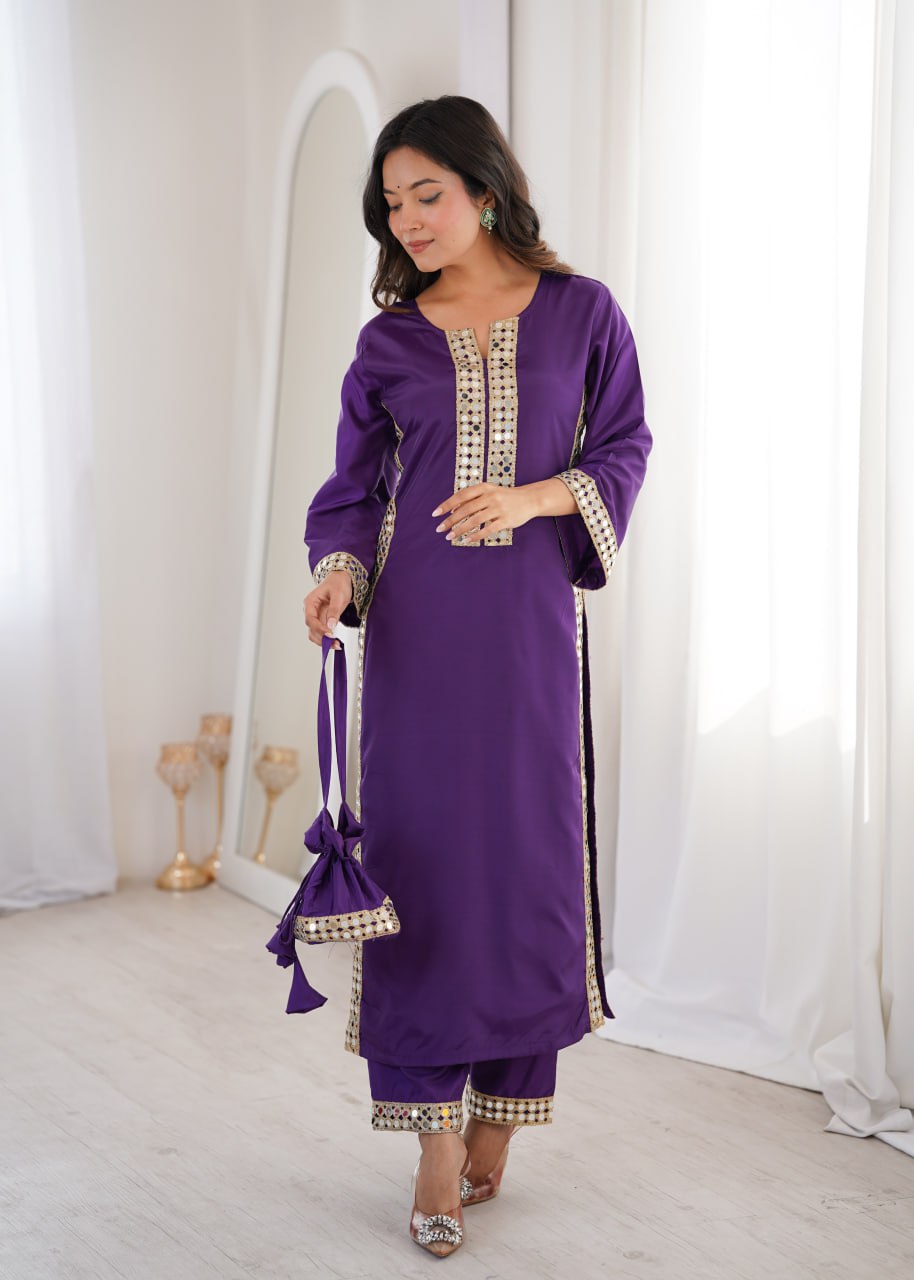Mirror Work Kurti Set with Batwa
