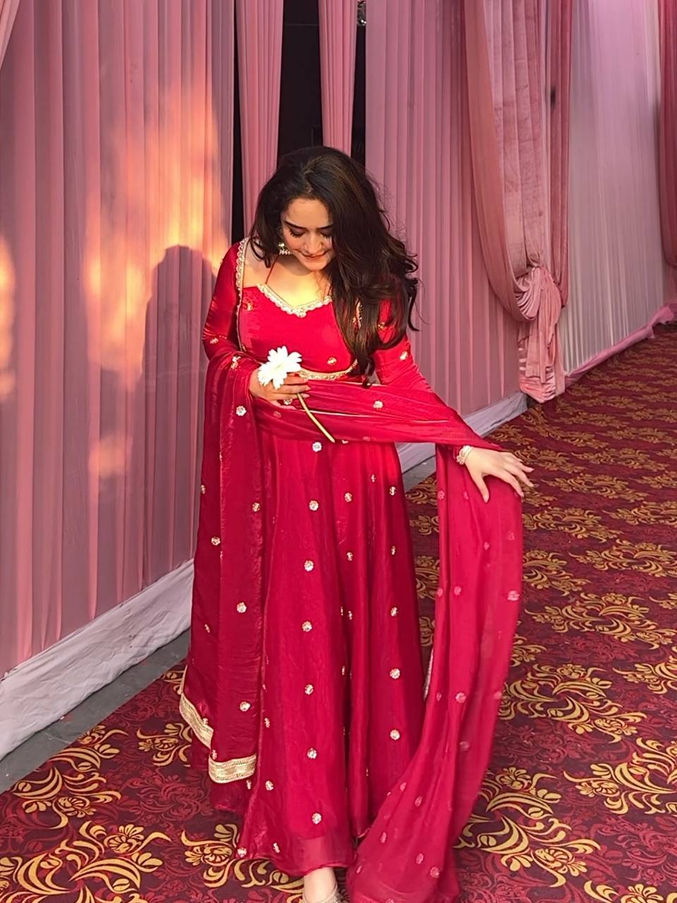 Red Premium Designer Anarkali Suit