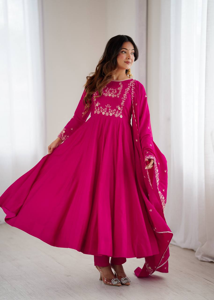 Ruhani Pink Premium Quality Anarkali Suit Set