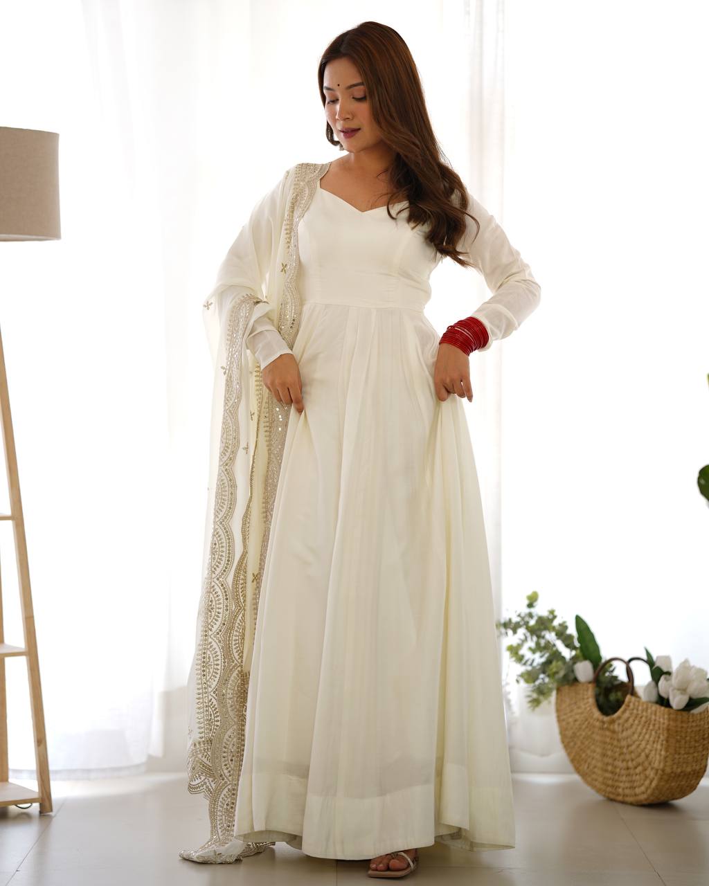 White Designer Anarkali Suit