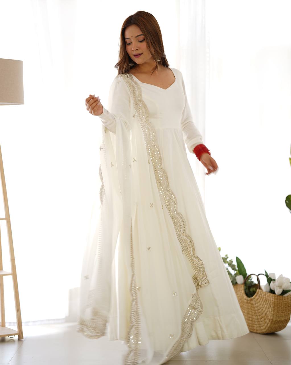 White Designer Anarkali Suit