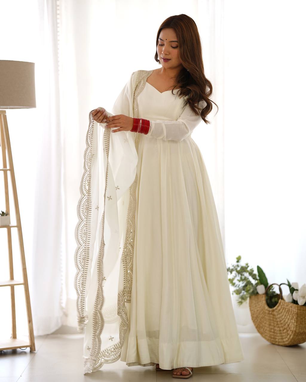 White Designer Anarkali Suit