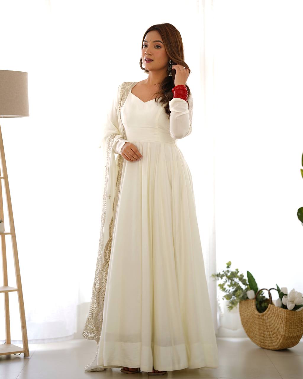 White Designer Anarkali Suit