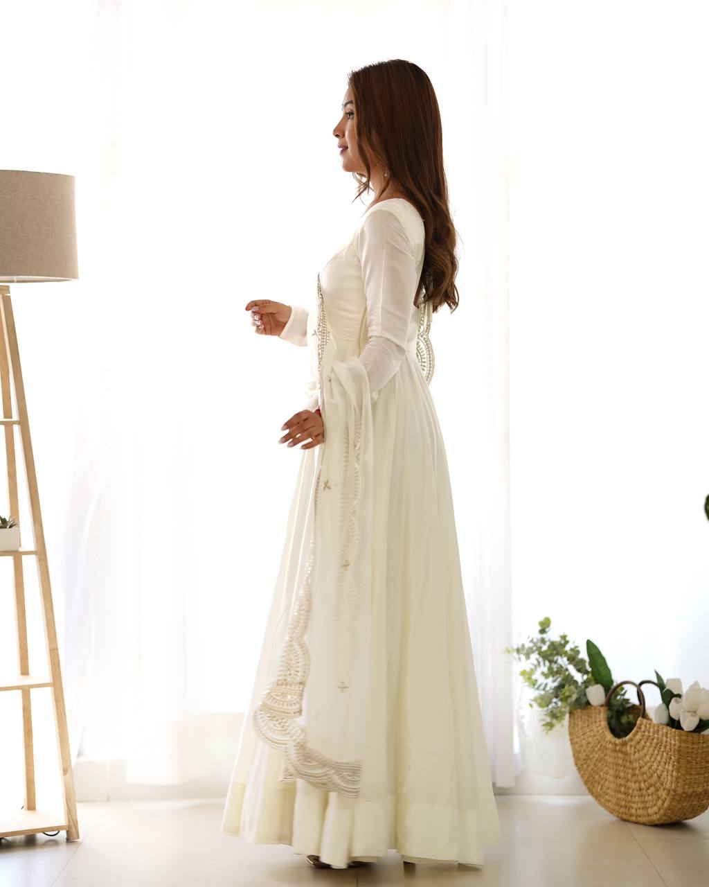 White Designer Anarkali Suit