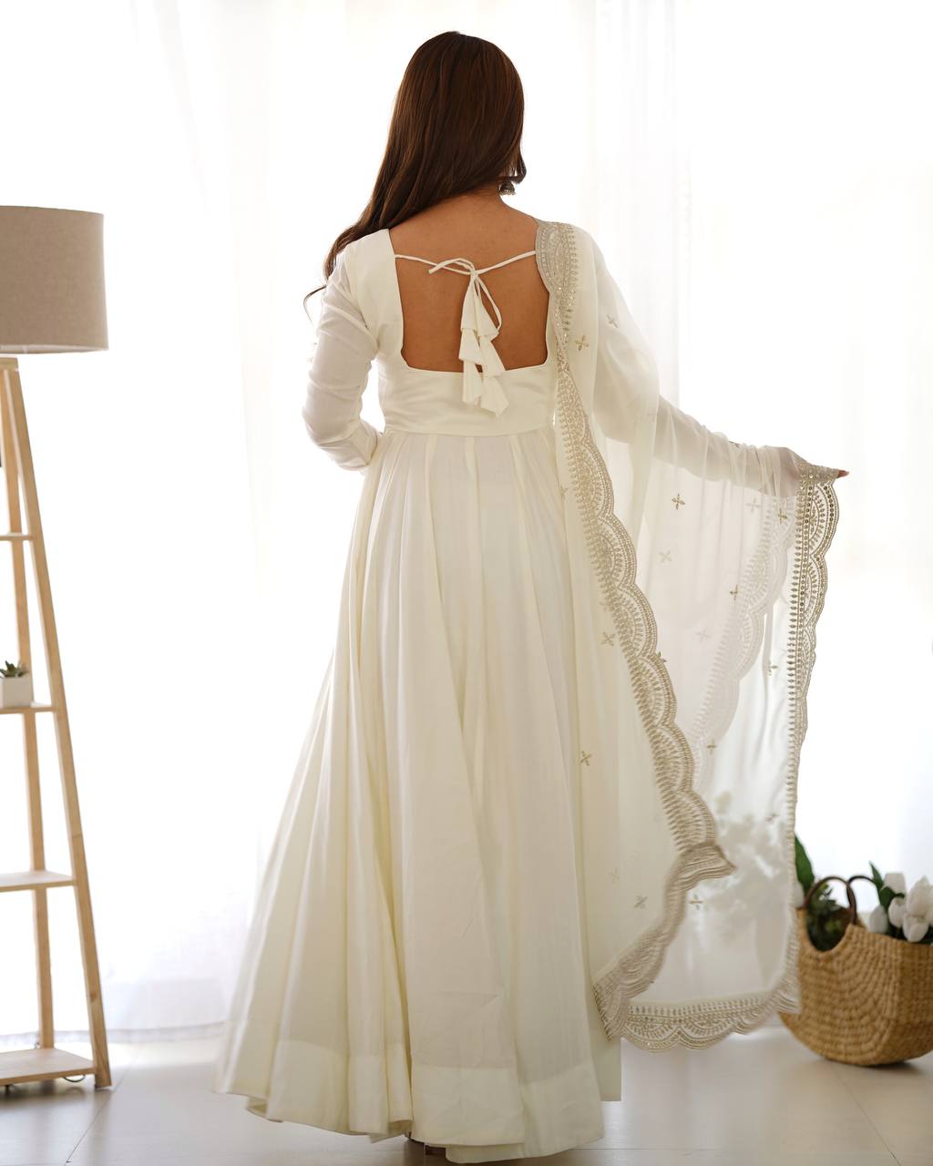 White Designer Anarkali Suit