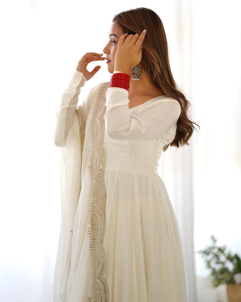 White Designer Anarkali Suit