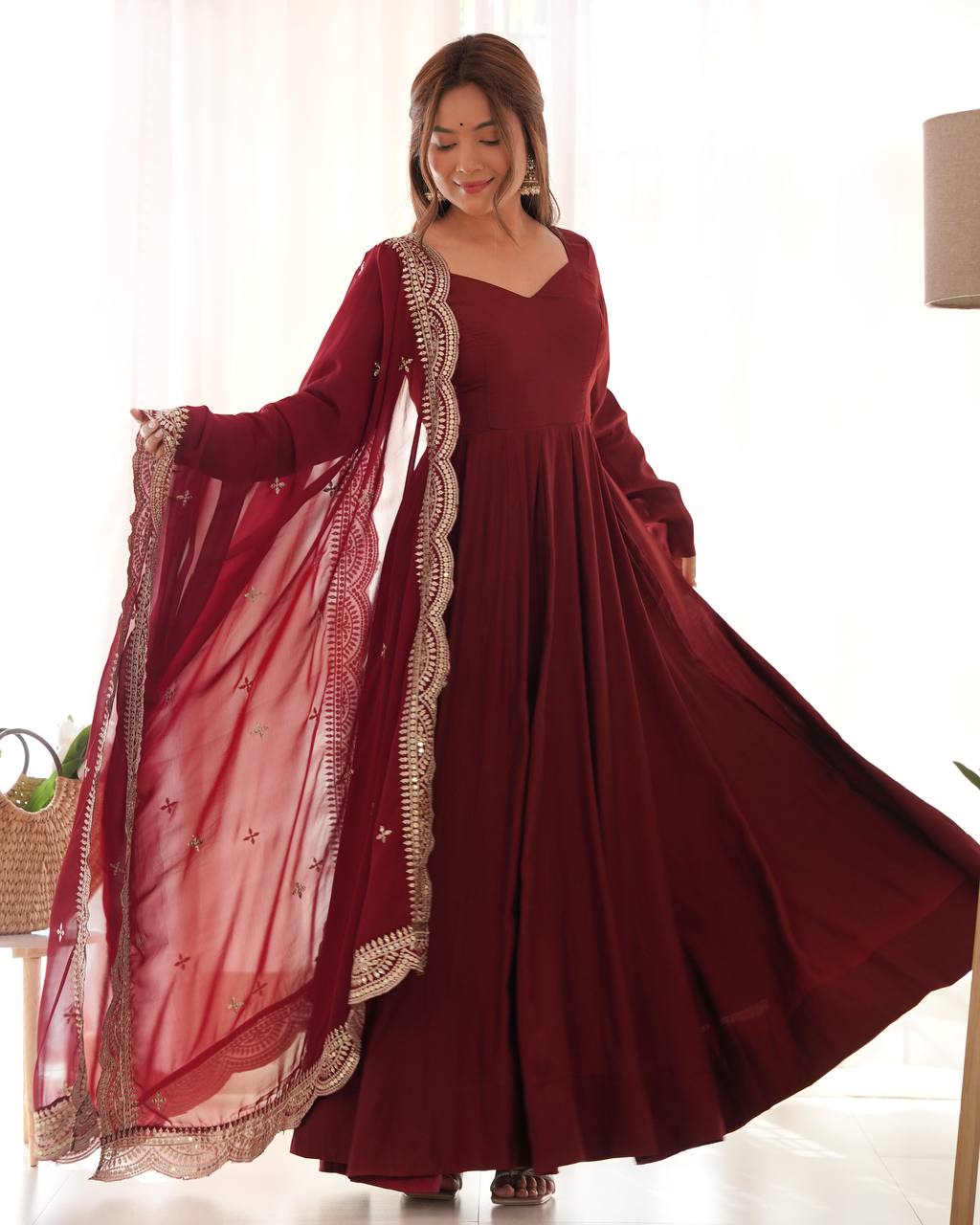 Maroon Designer Anarkali Suit