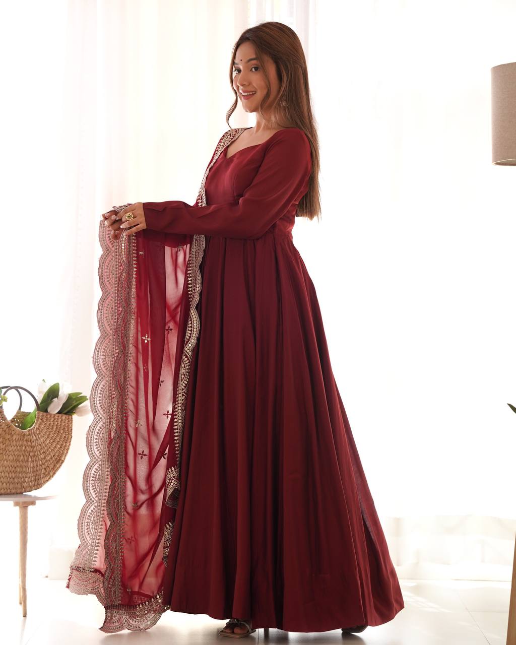 Maroon Designer Anarkali Suit