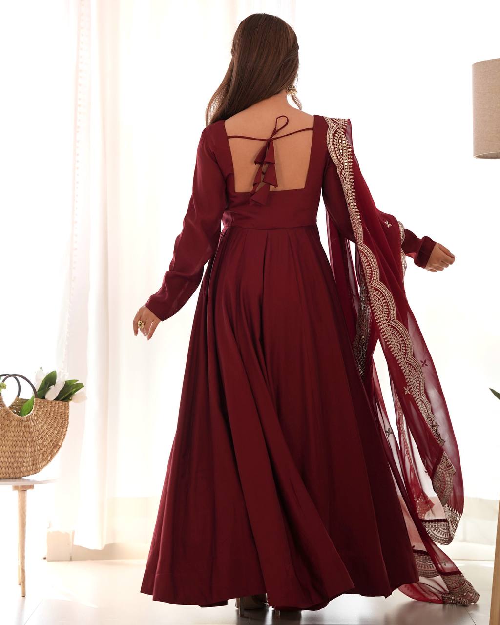Maroon Designer Anarkali Suit