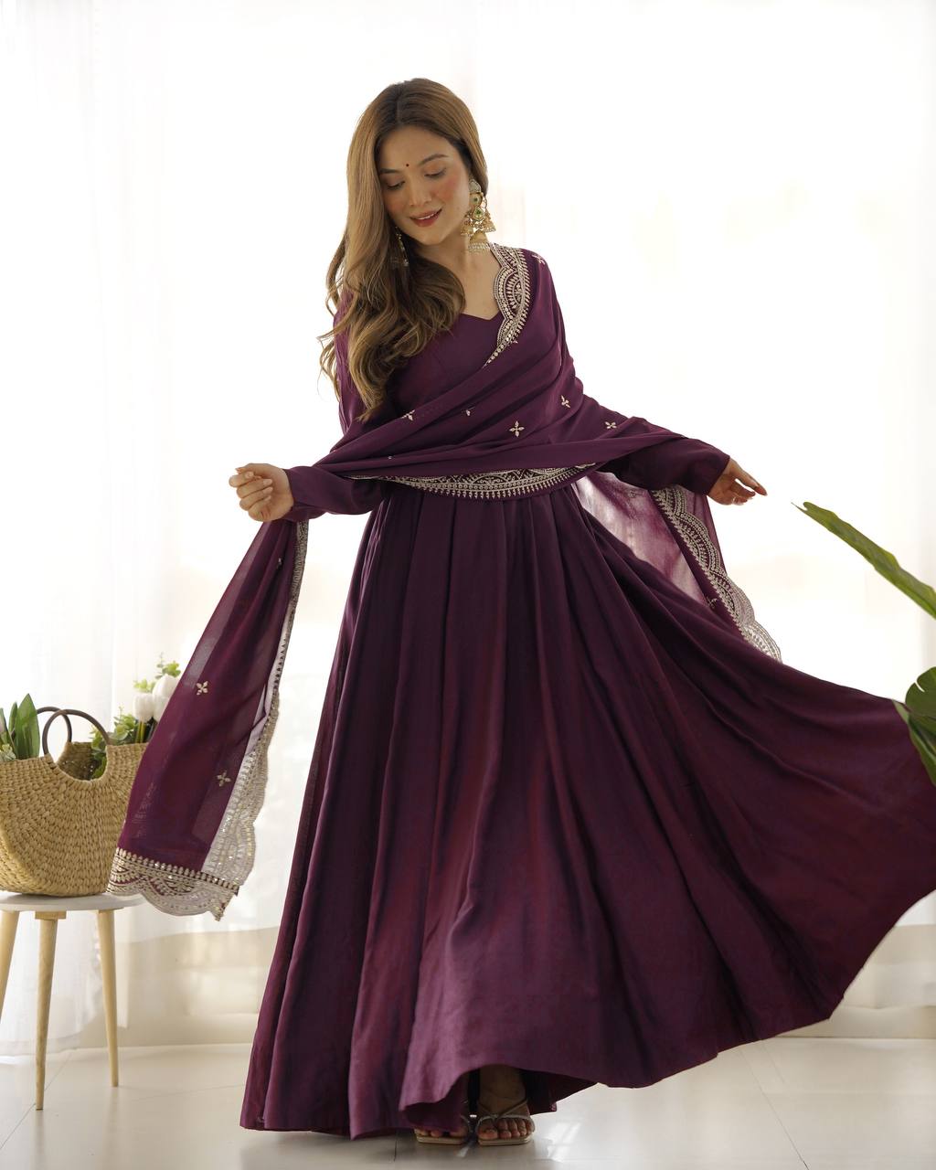 Wine Color Designer Anarkali Suit
