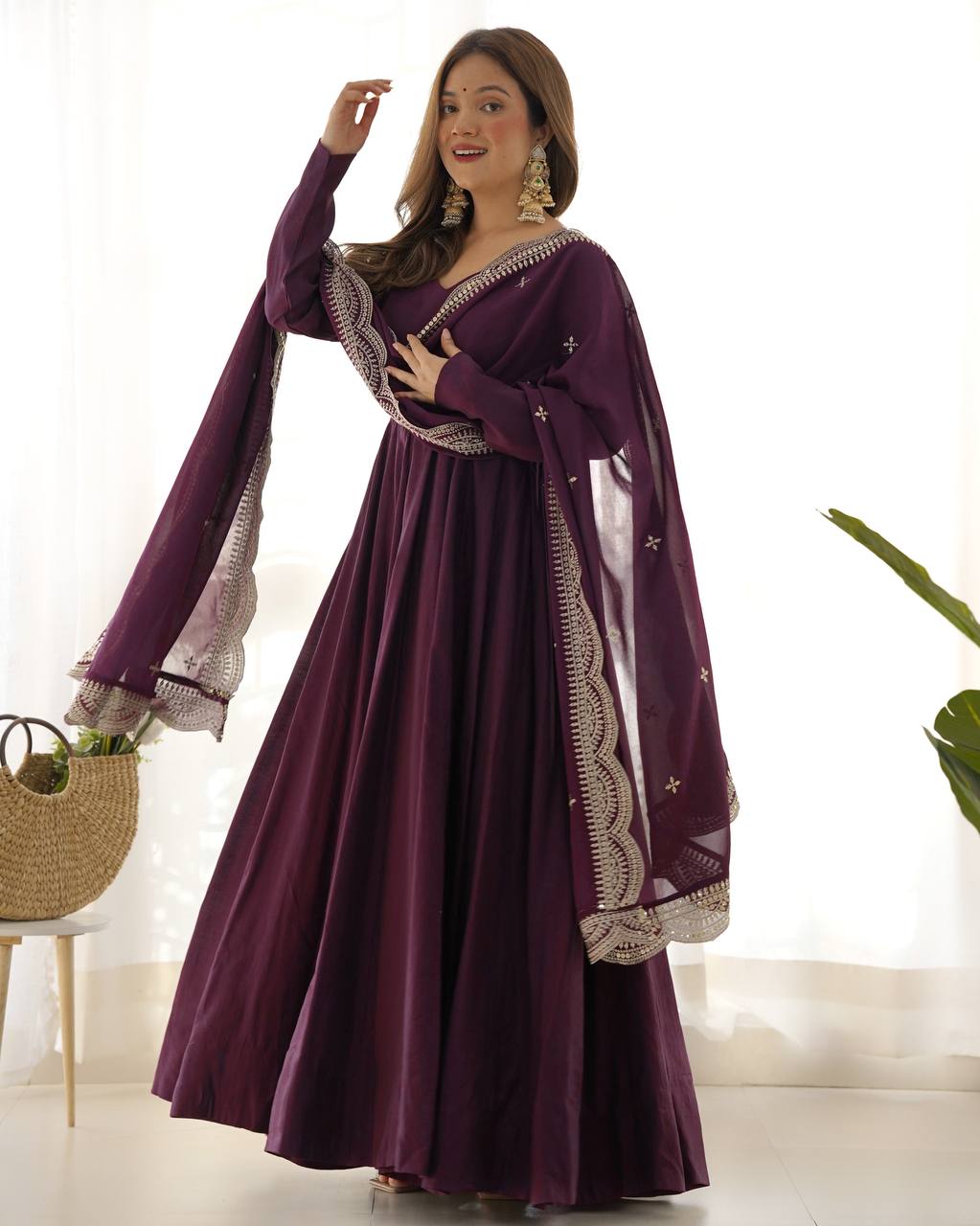 Wine Color Designer Anarkali Suit