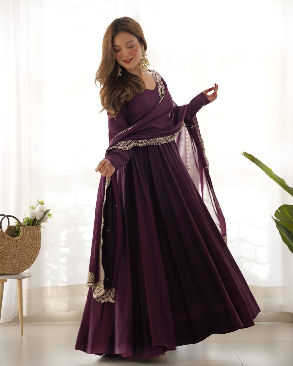 Wine Color Designer Anarkali Suit