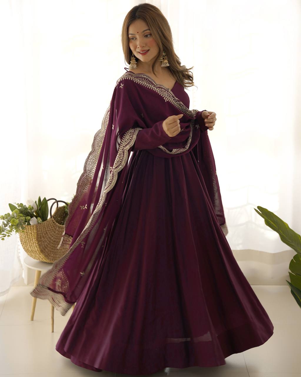 Wine Color Designer Anarkali Suit