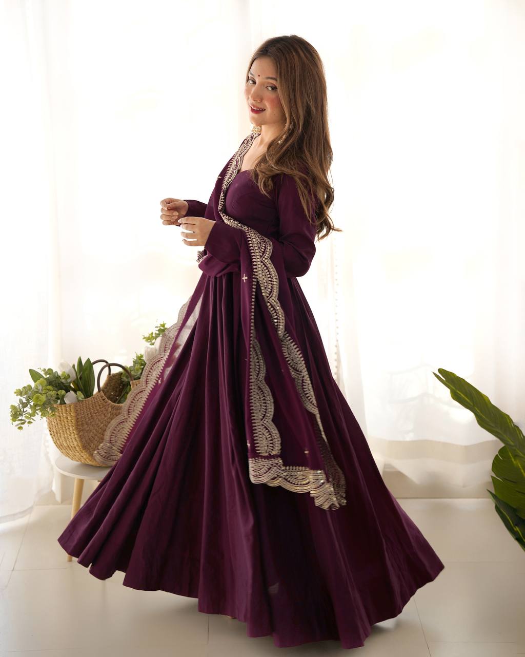 Wine Color Designer Anarkali Suit