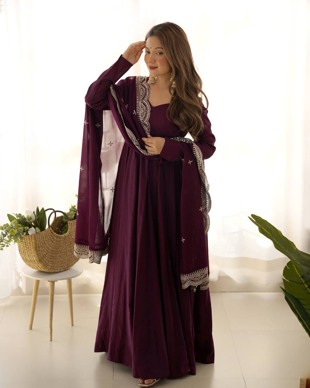 Wine Color Designer Anarkali Suit