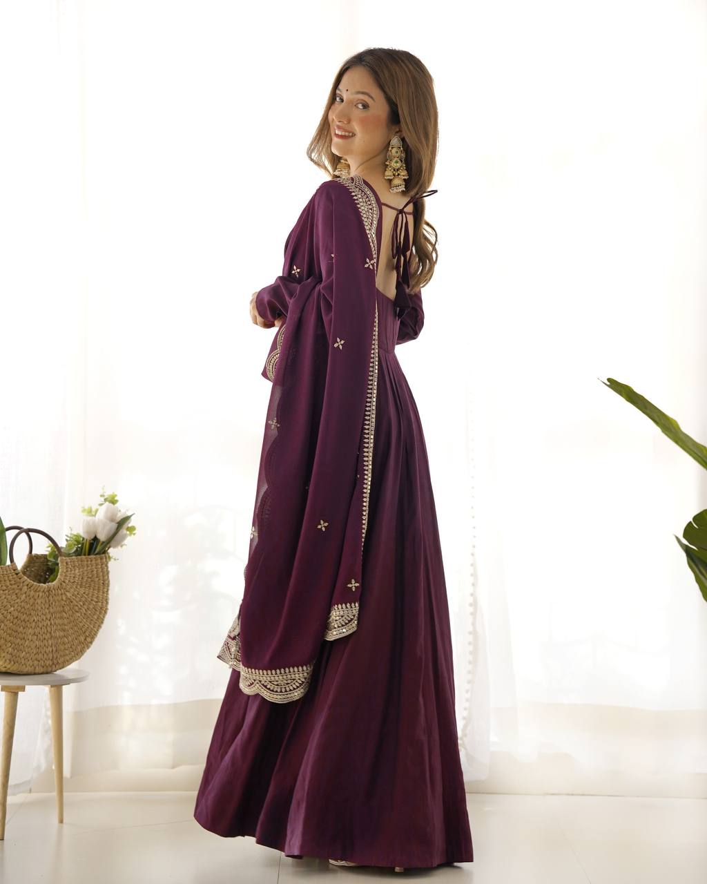 Wine Color Designer Anarkali Suit