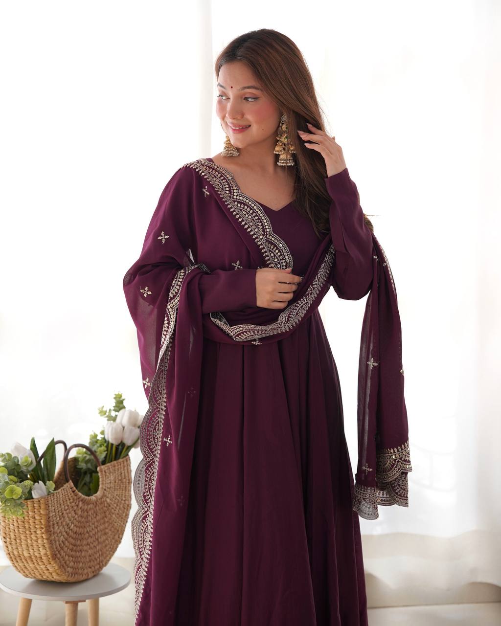 Wine Color Designer Anarkali Suit