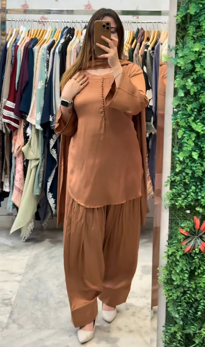 New Designer Partylook Premium Farshi Salwar Suit Set