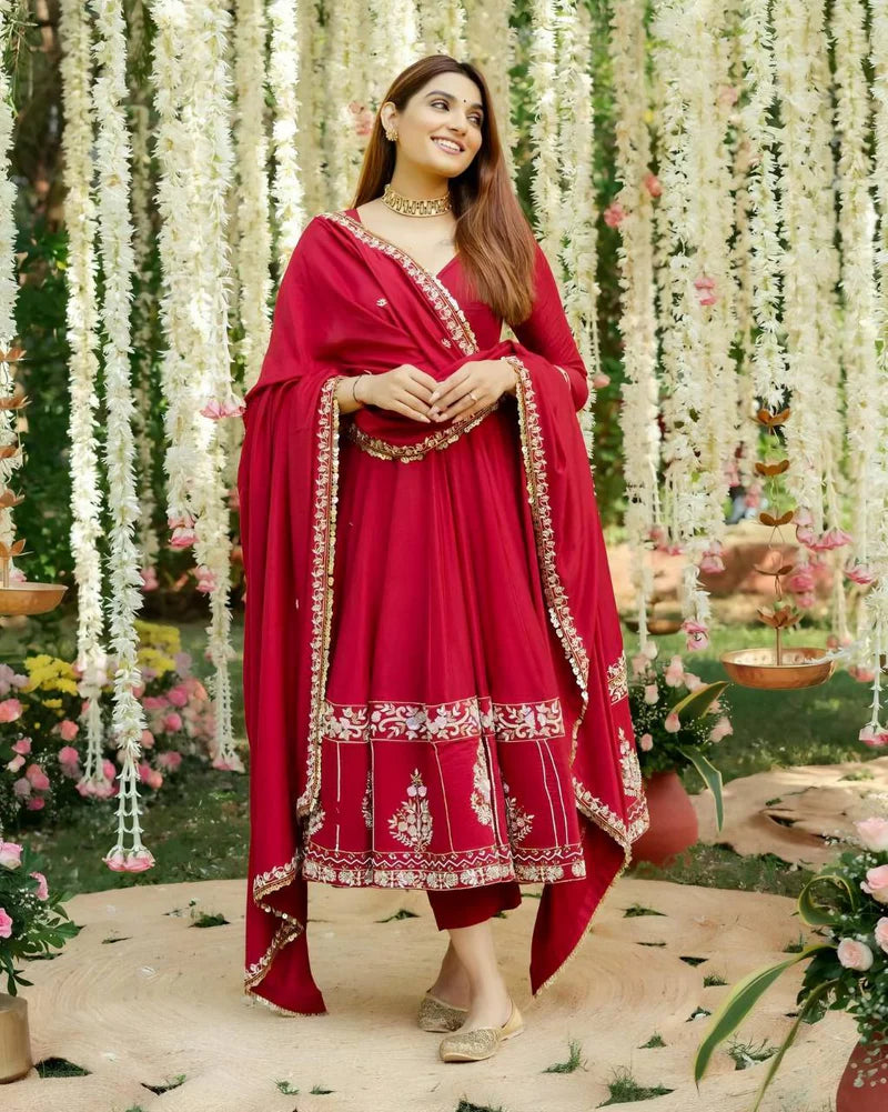 Red Anarkali Kurta Set