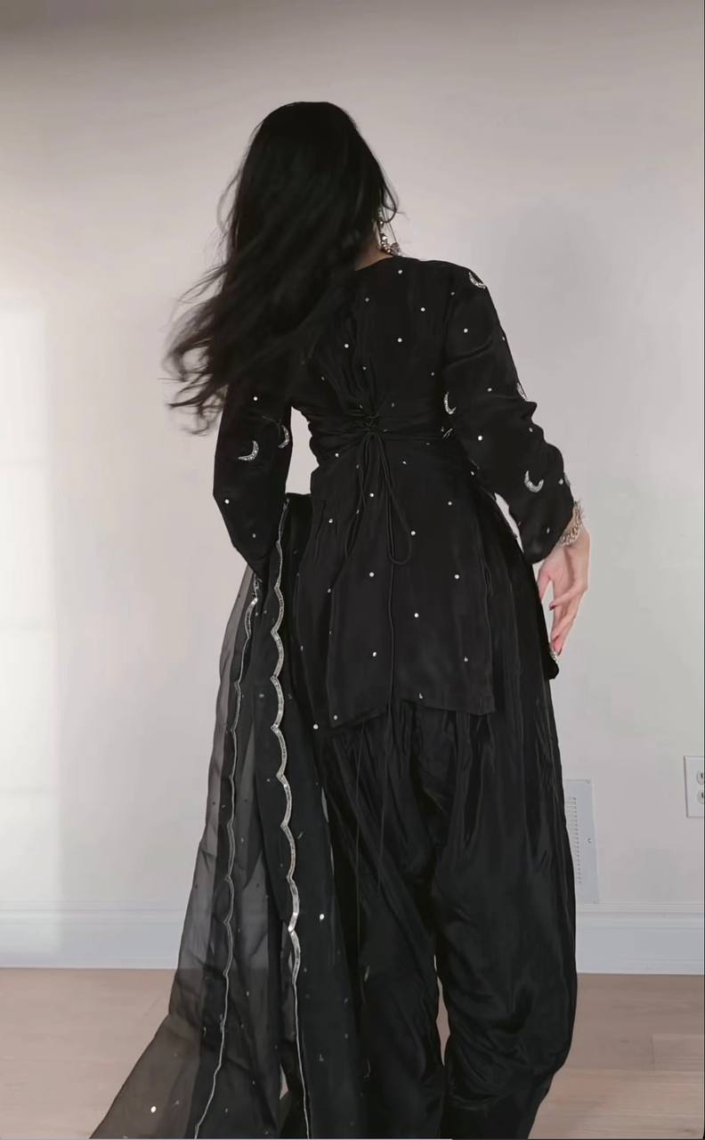 Black Top Farshi Salwar Dupatta Set