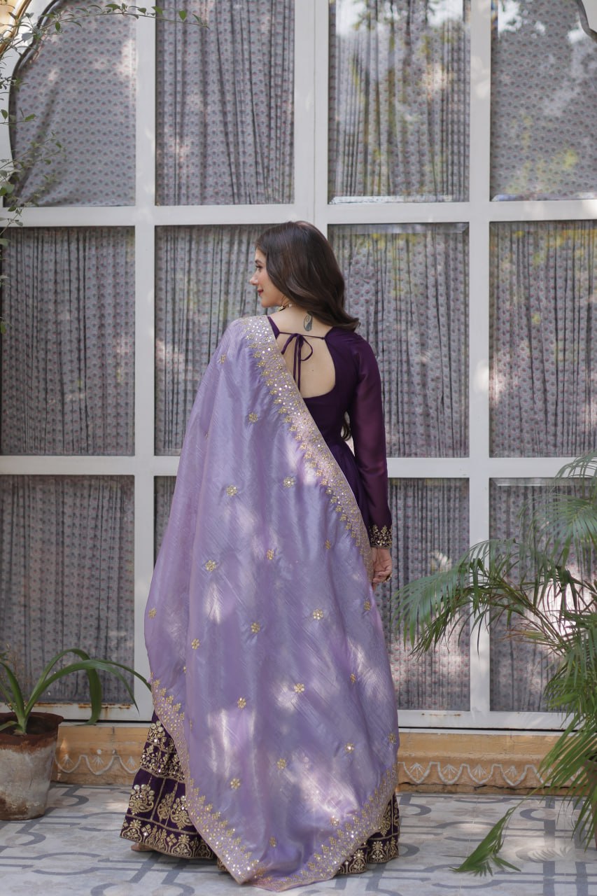 Purple Anarkali Set