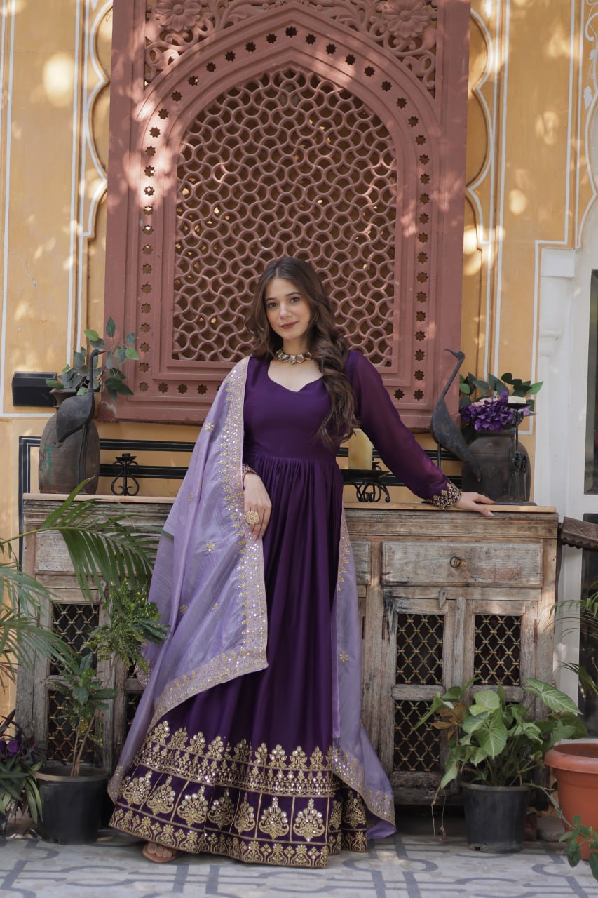 Purple Anarkali Set