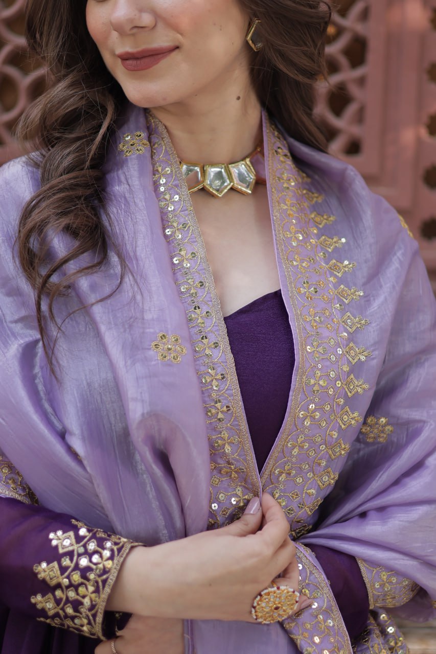 Purple Anarkali Set