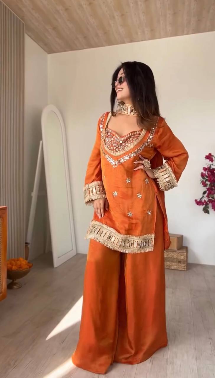 Orange Kurta Sharara Set