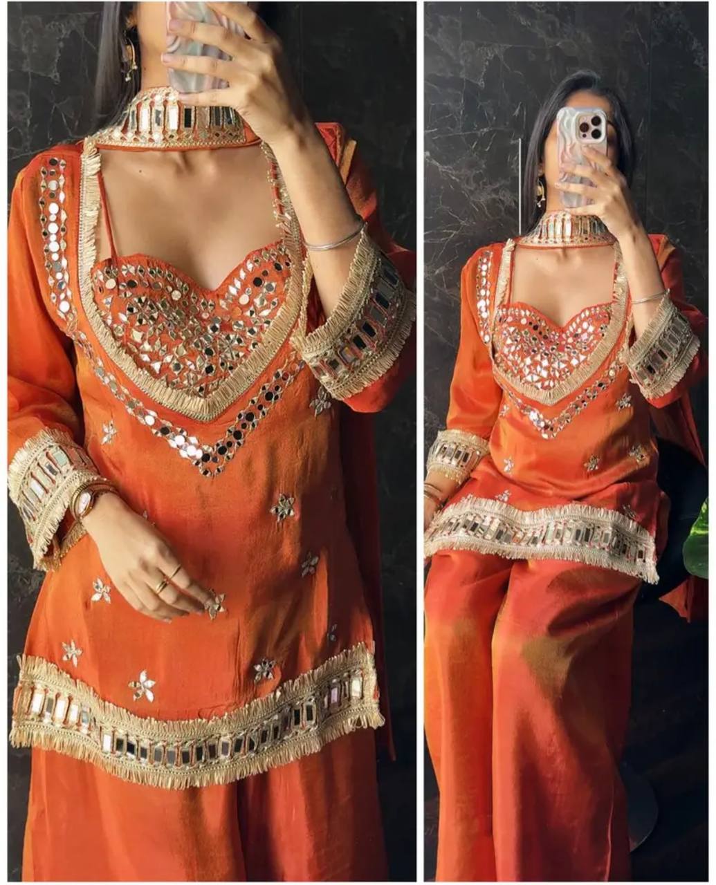 Orange Kurta Sharara Set