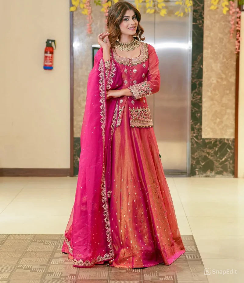 Luxurious Ethnic Kurta Ghaghra Suit Set