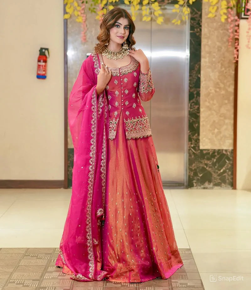 Luxurious Ethnic Kurta Ghaghra Suit Set