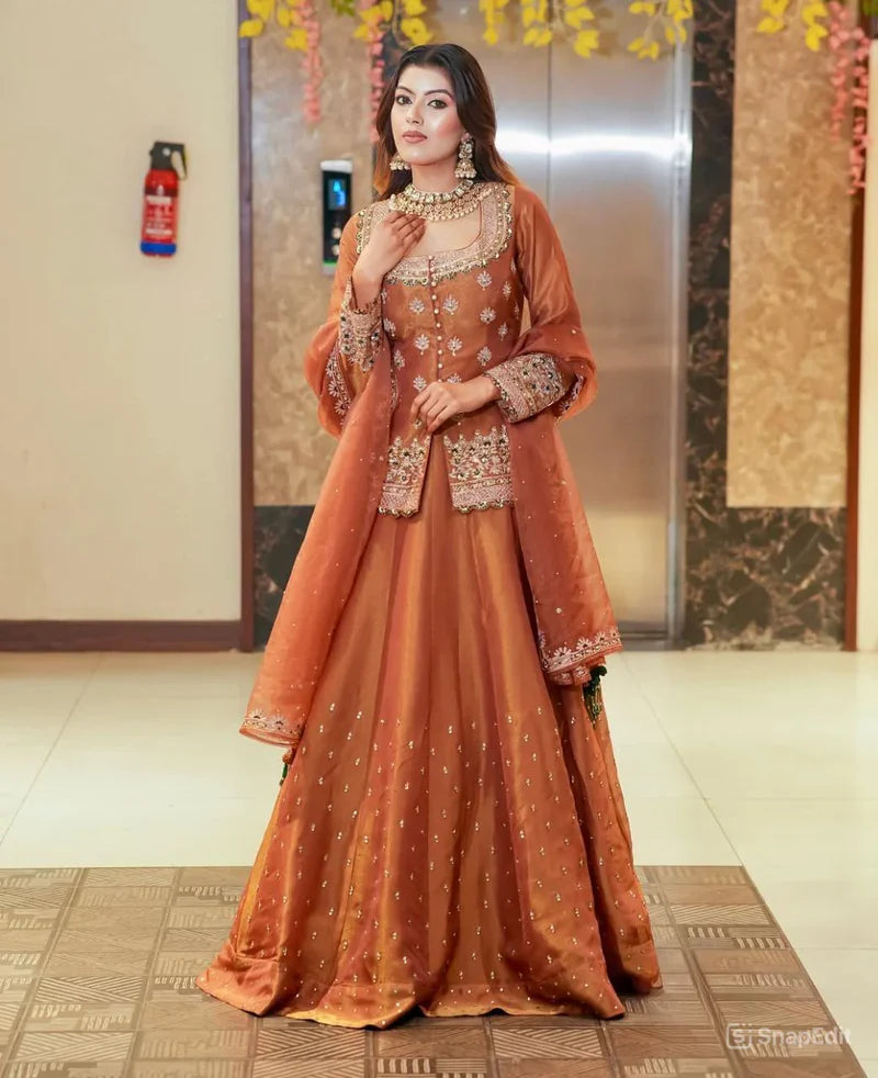 Luxurious Ethnic Kurta Ghaghra Suit Set