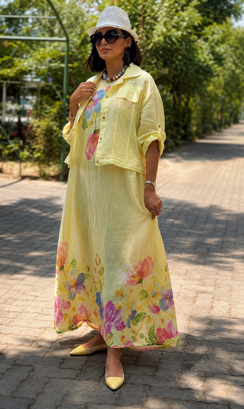 Women's Floral Maxi Dress with Jacket Set