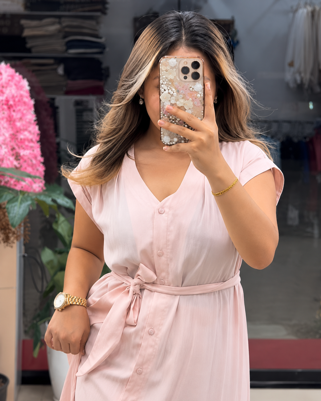 Pink Women's Soft Rayon A-Line Maxi Dress