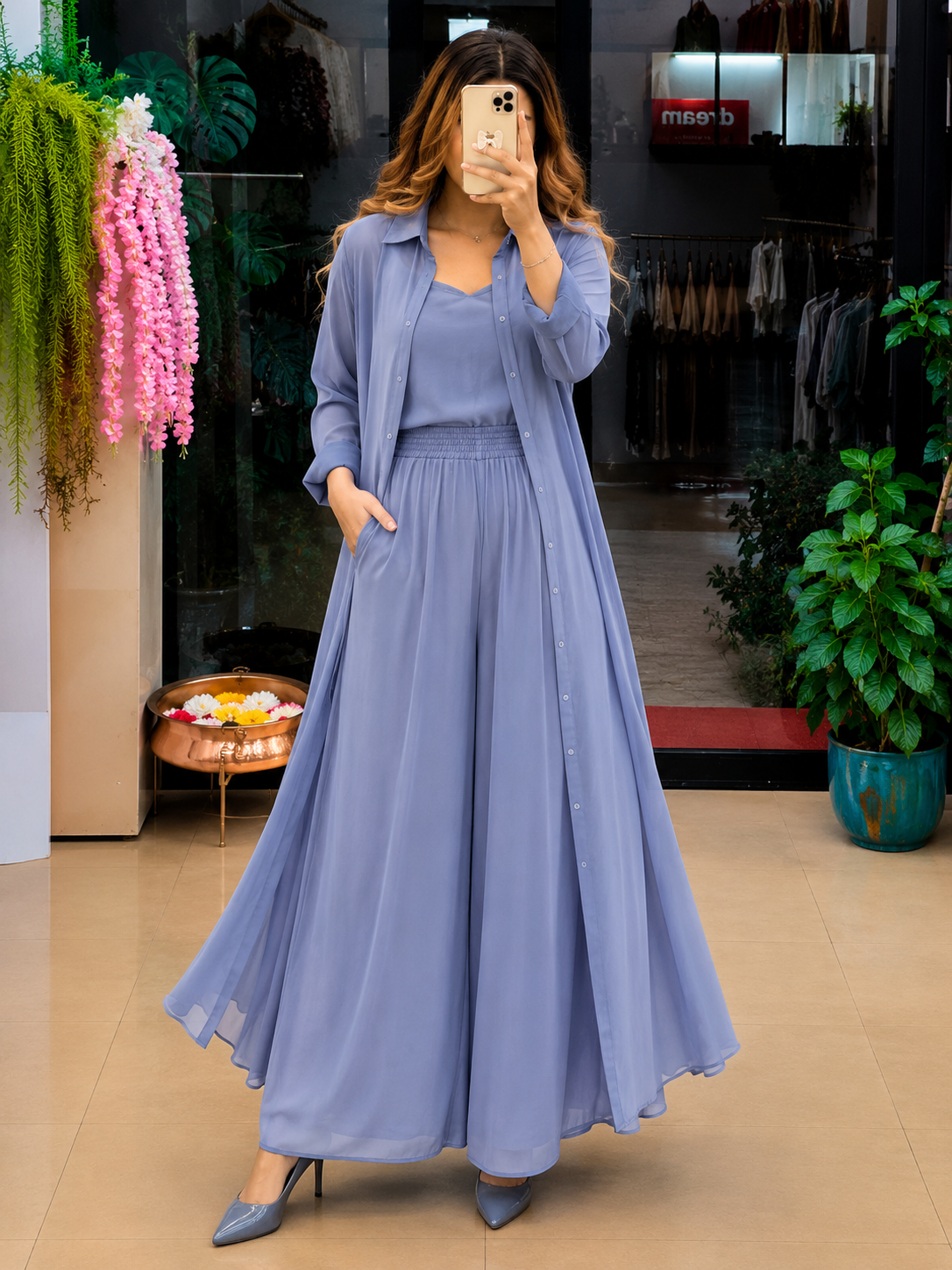 Women's 3-Piece Co-Ord Set with Long Shrug