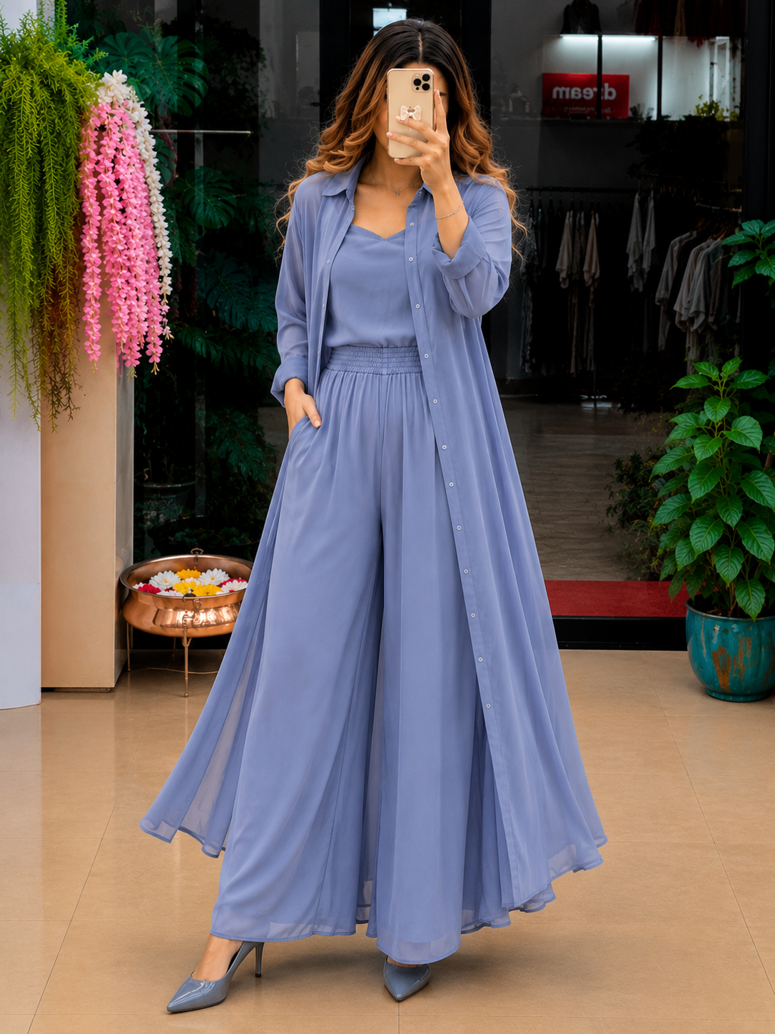 Women's 3-Piece Co-Ord Set with Long Shrug